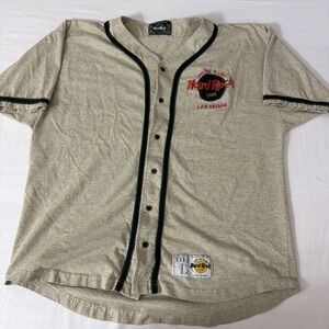 Hard Rock Cafe Las Vegas 90s Athletic Baseball Jersey Men's Large Button Y2K